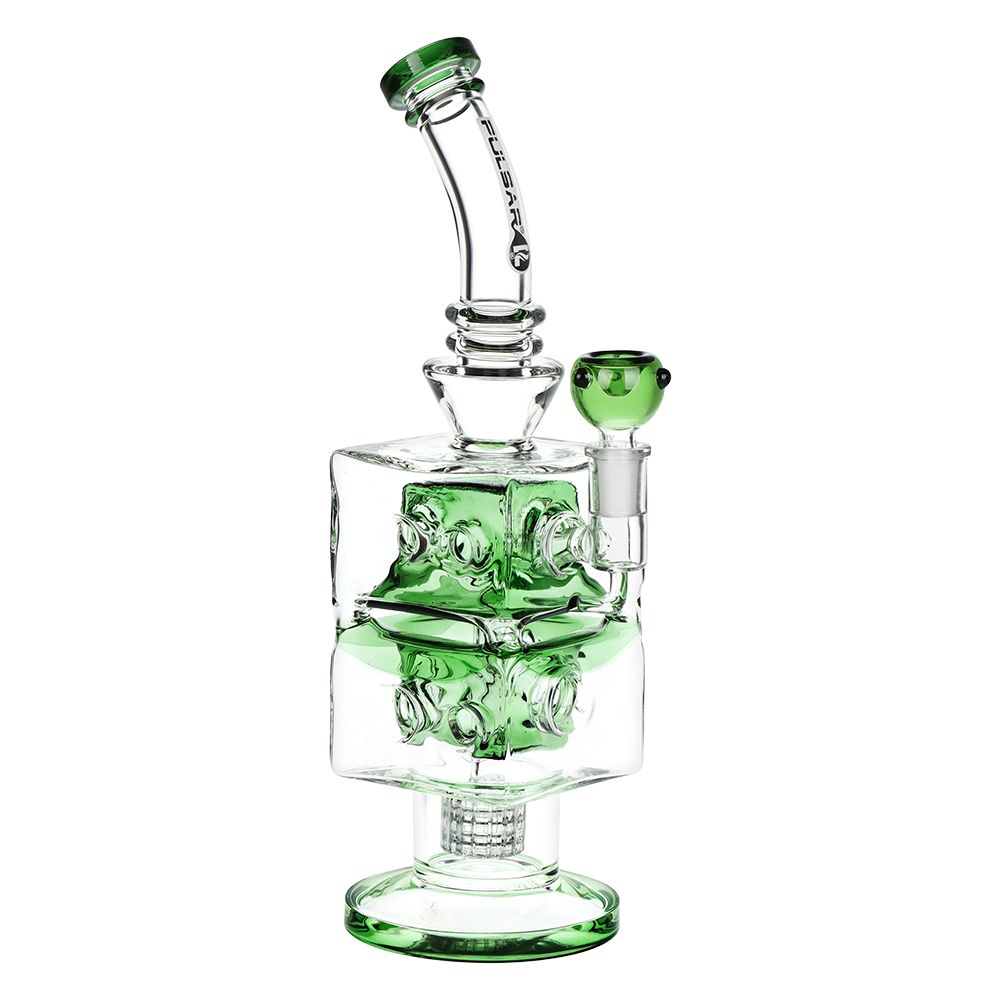 Pulsar Double Swiss Perc Blocks Glass Water Pipe - 12.5" / 14mm F
