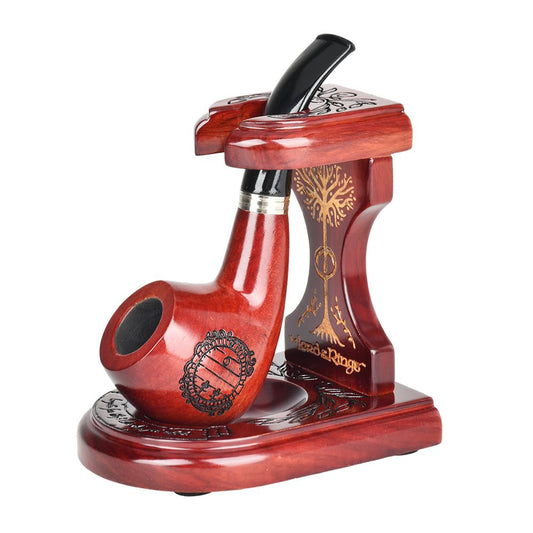 Pulsar Shire Pipes x LOTR HOBBITON Pipe & MIDDLE-EARTH Pipe Stand Bundle - 5.25"