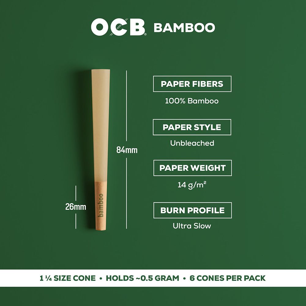 OCB Unbleached Bamboo Pre-Rolled Cones | 24pk (Display Box)