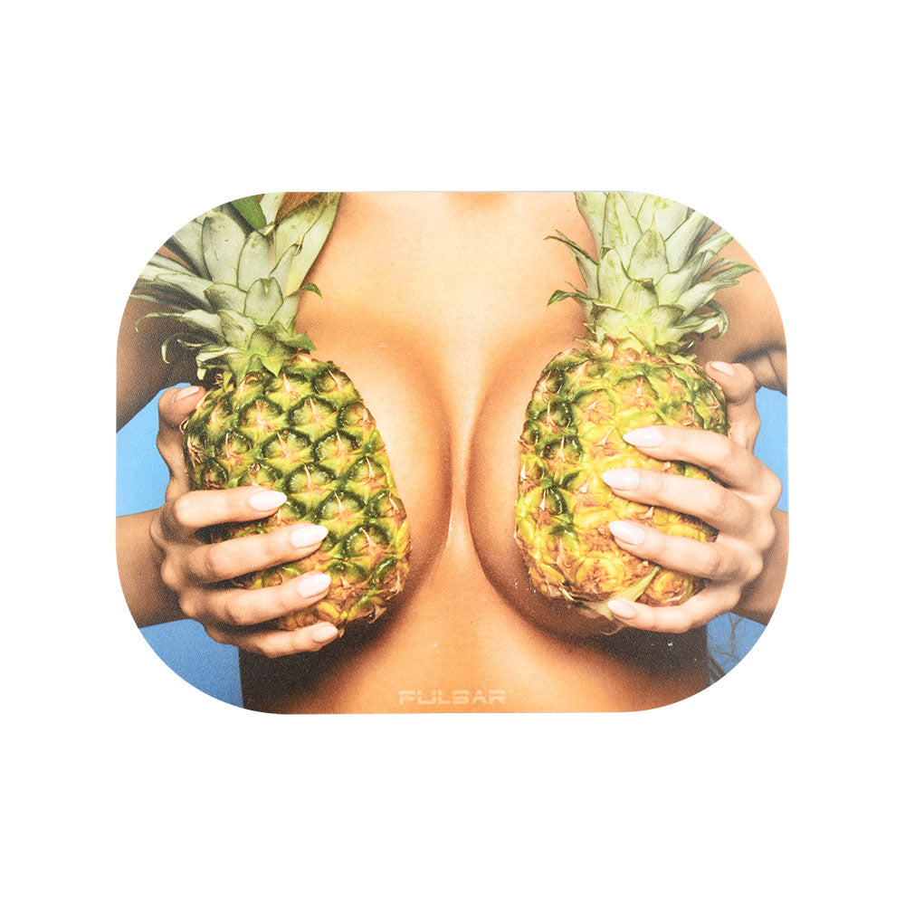 Pulsar Mini Metal Rolling Tray w/ Lid - Large Pineapples 7"x5.5"