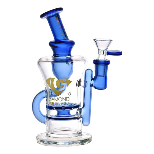 Diamond Glass Ratchet Perc Recycler Water Pipe - 7.75"