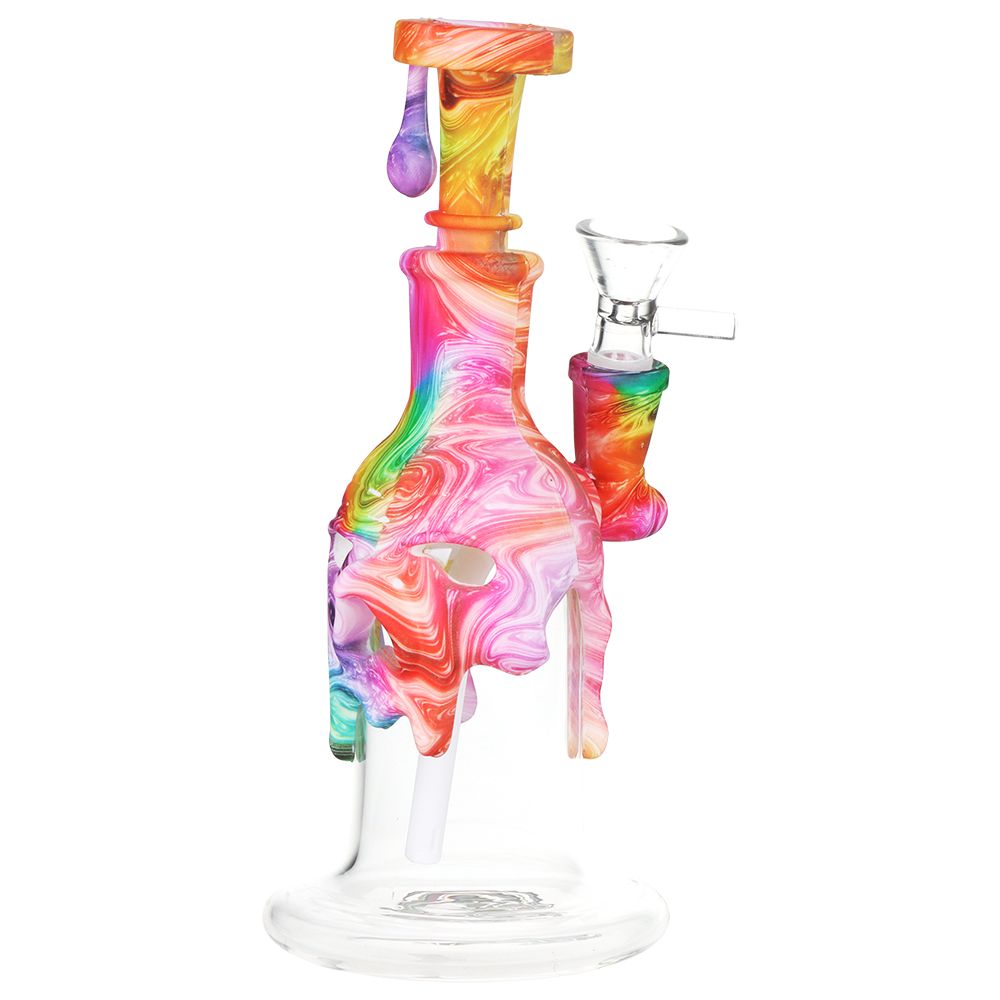 Masked Silicone & Glass Water Pipe - 7.5" / 14mm F / Designs Vary